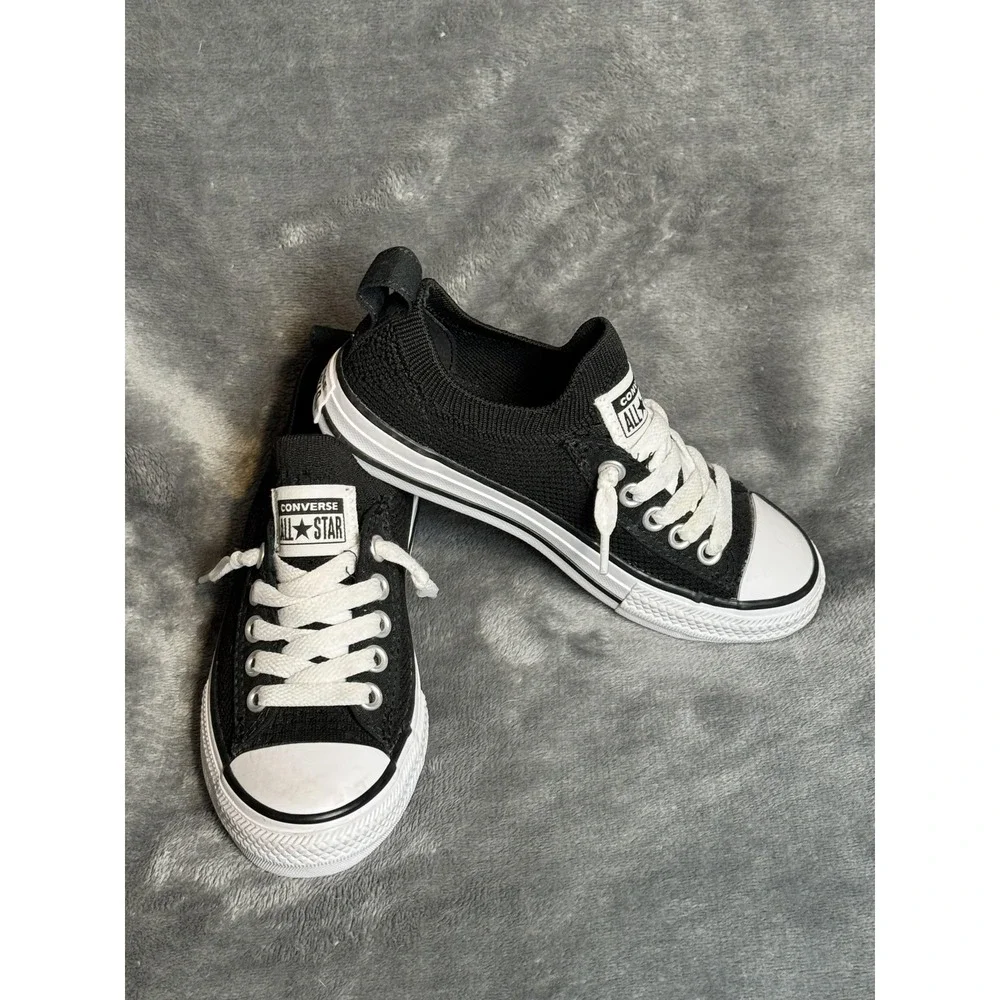 Converse All Star Knit Shoes Kids Size‎ 11 Black Low Top Sneakers 665412F
